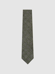 Verde salvia oscuro - Reiss Arrigo Silk Diamond Medallion-Print Tie - Imagen 2 de 5