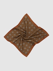 Reiss Burnt Orange Corrado Silk Diamond Medallion-Print Pocket Square - Image 2 of 3
