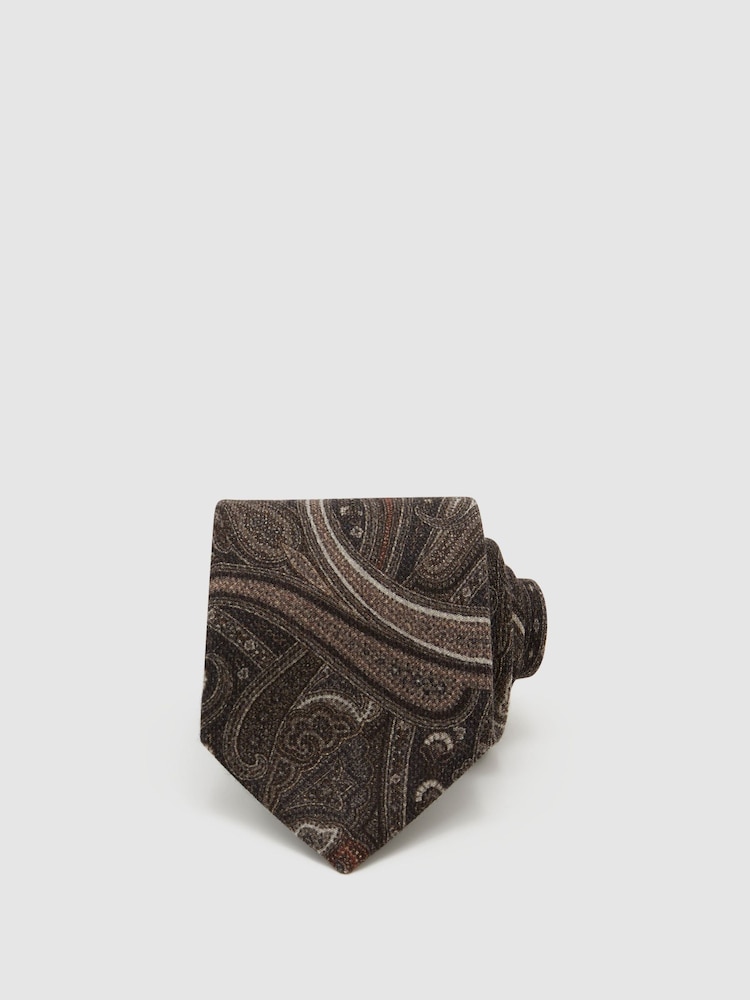 Reiss Cesare Wool Paisley-Print Tie - Imagen 1 de 5
