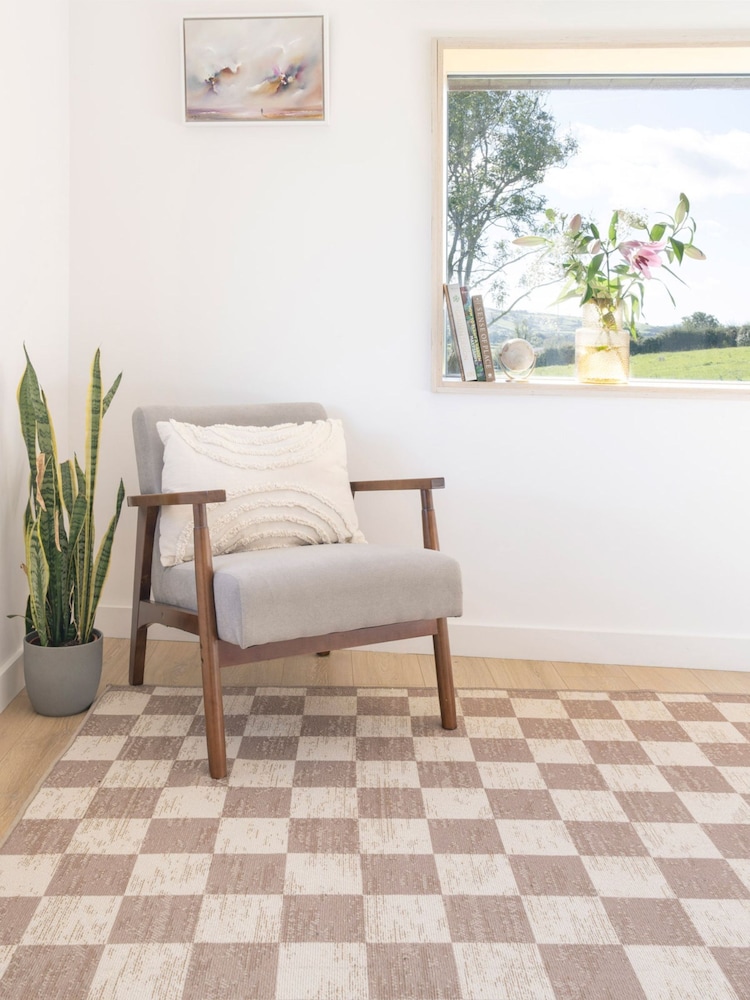 kukoon Beige Washable Noa Checkerboard Jute Rug - Image 2 of 6 kukoon Beige Washable Noa Checkerboard Jute Rug - Image 2 of 6