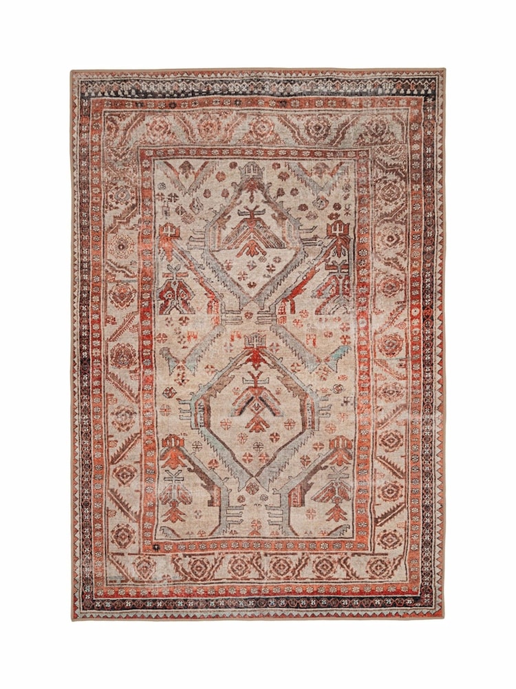 kukoon Orange Washable Rowe Traditional Rug - Image 6 of 6 kukoon Orange Washable Rowe Traditional Rug - Image 6 of 6