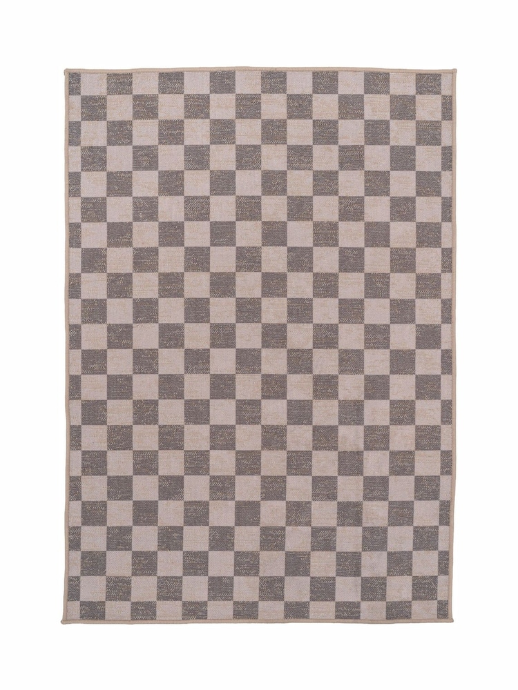 kukoon Brown Washable Juno Checkerboard Jute Style Rug - Image 6 of 6 kukoon Brown Washable Juno Checkerboard Jute Style Rug - Image 6 of 6