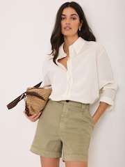 Mint Velvet Green Pleated Chino Utility Shorts - Image 6 of 8