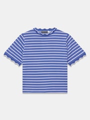 藍色 - Mint Velvet Stripe Scallop Trim T-Shirt - 圖片 6/7