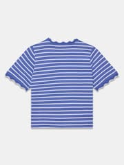 藍色 - Mint Velvet Stripe Scallop Trim T-Shirt - 圖片 7/7