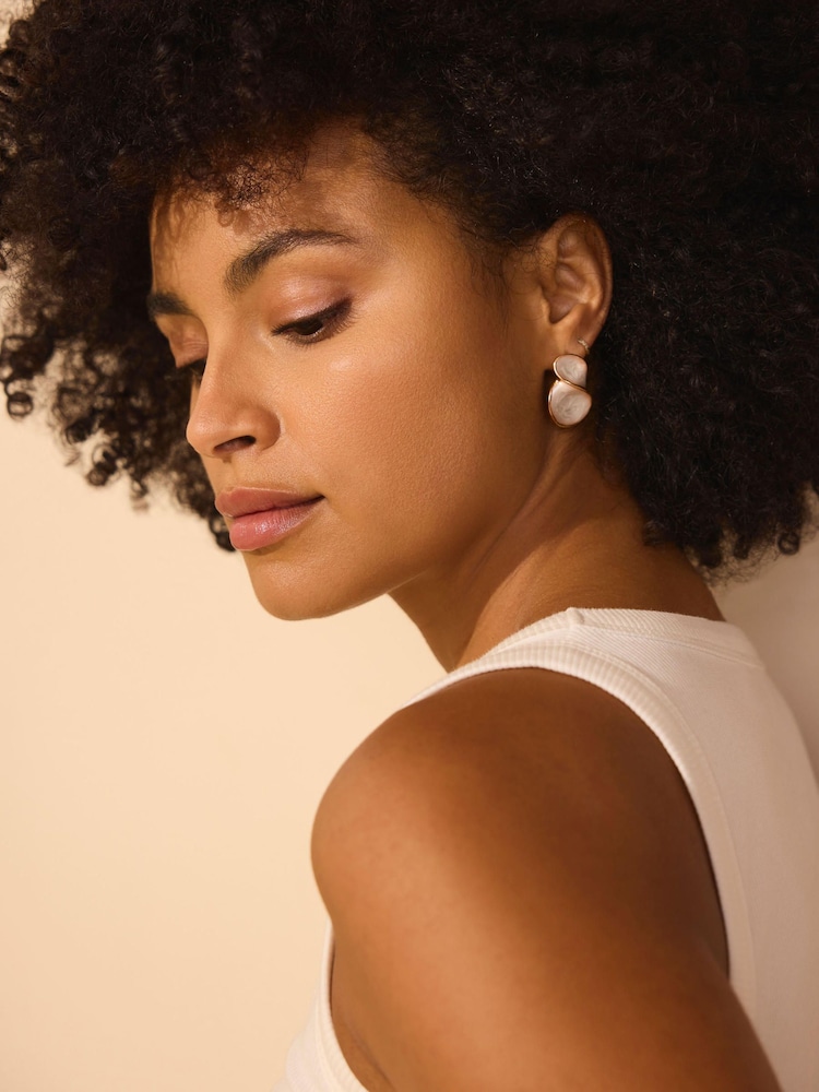 Mint Velvet White Pearlescent Wave Earrings - Image 1 of 4 Mint Velvet White Pearlescent Wave Earrings - Image 1 of 4