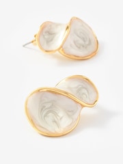 Mint Velvet White Pearlescent Wave Earrings - Image 3 of 4