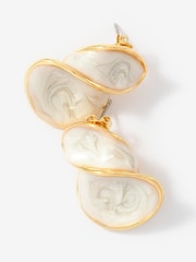 Mint Velvet White Pearlescent Wave Earrings - Image 4 of 4
