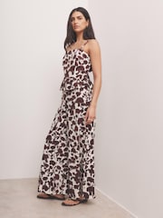Mint Velvet Brown Floral Print Wide Leg Trousers - Image 2 of 6