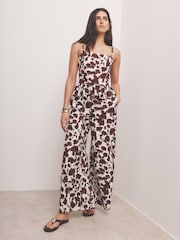 Mint Velvet Brown Floral Print Wide Leg Trousers - Image 3 of 6