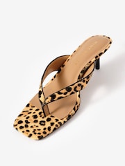 Mint Velvet Natural Betty Leather Flip Flop Heels - Image 3 of 5