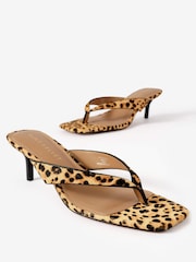 Mint Velvet Natural Betty Leather Flip Flop Heels - Image 4 of 5