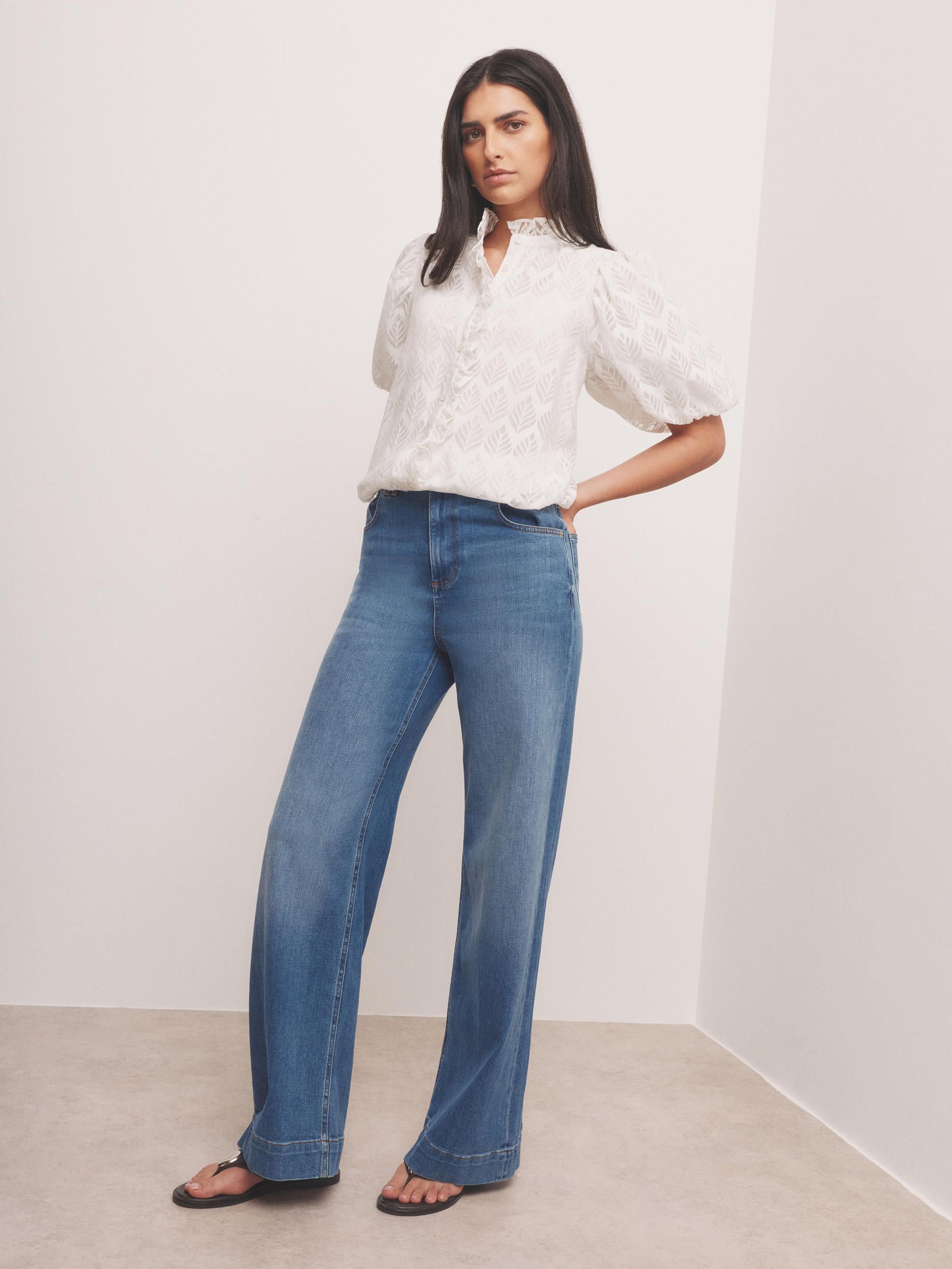 meer. ROUND CUTTING VELOUR TOP ホワイト Buy Mint Velvet White Jacquard Ruffle Blouse from Next USA