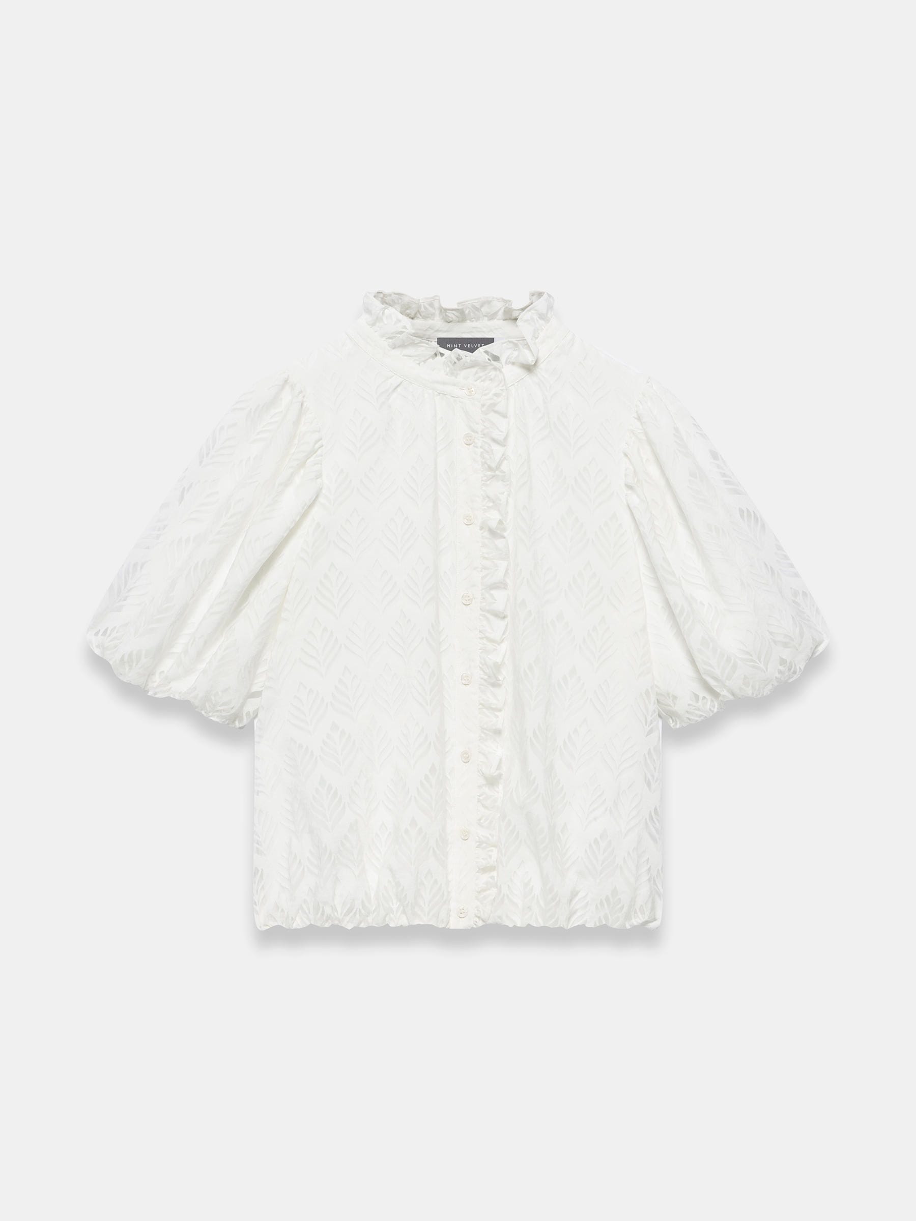 Buy Mint Velvet White Jacquard Ruffle Blouse from Next USA