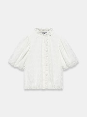 Mint Velvet White Jacquard Ruffle Blouse - Image 7 of 8