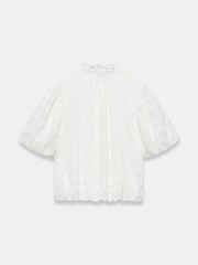 Mint Velvet White Jacquard Ruffle Blouse - Image 8 of 8