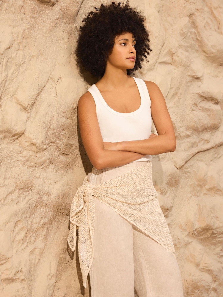 Mint Velvet White Cotton Sequin Cover-Up - Image 2 of 6