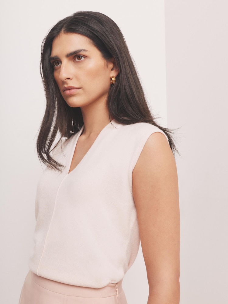 Mint Velvet Pink Wool Blend Sleeveless Knit Top - Image 2 of 7 Mint Velvet Pink Wool Blend Sleeveless Knit Top - Image 2 of 7