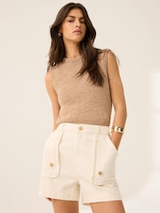 Mint Velvet White Utility Pocket Detail Denim Shorts - Image 2 of 7