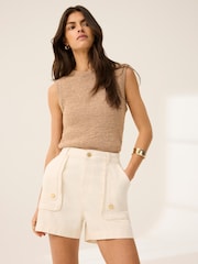 Mint Velvet White Utility Pocket Detail Denim Shorts - Image 5 of 7