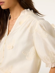 Mint Velvet White Butterfly Detail Blouse - Image 4 of 7