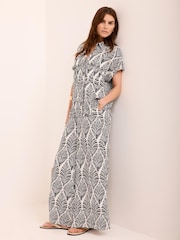 Mint Velvet Blue Leaf Print Wide Leg Trousers - Image 1 of 7