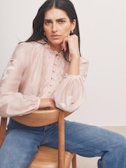 Mint Velvet Pink Embroidered Blouse - Image 1 of 7