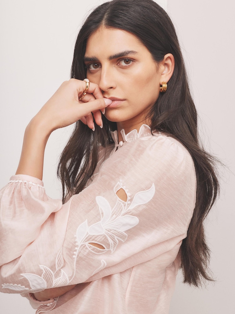 Mint Velvet Pink Embroidered Blouse - Image 2 of 7