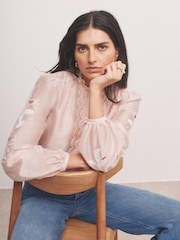 Mint Velvet Pink Embroidered Blouse - Image 5 of 7