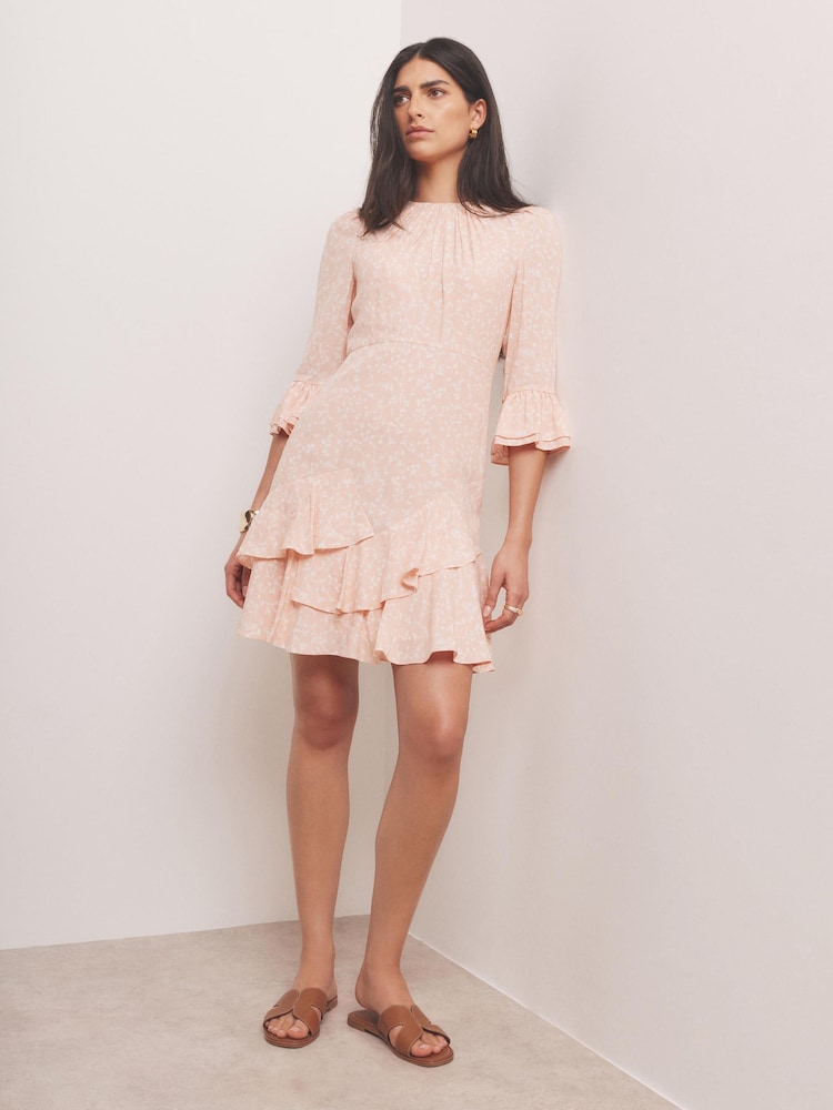 Mint Velvet Pink Floral Print Mini Dress - Image 1 of 8 Mint Velvet Pink Floral Print Mini Dress - Image 1 of 8