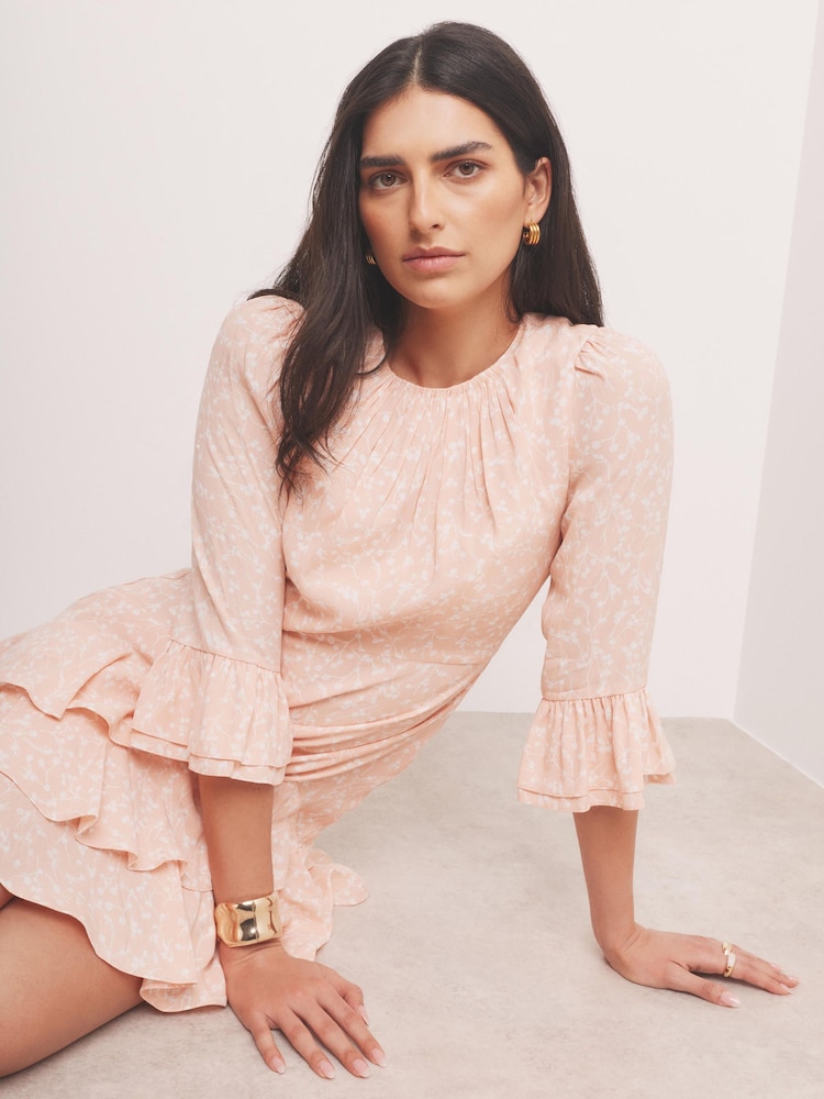 Mint Velvet Pink Floral Print Mini Dress - Image 2 of 8 Mint Velvet Pink Floral Print Mini Dress - Image 2 of 8