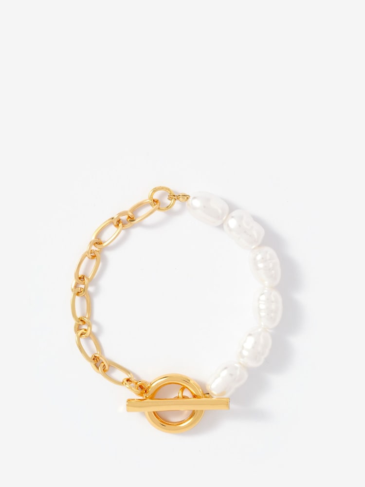 Mint Velvet Gold Tone Chain & T-Bar Bracelet - Image 1 of 3 Mint Velvet Gold Tone Chain & T-Bar Bracelet - Image 1 of 3