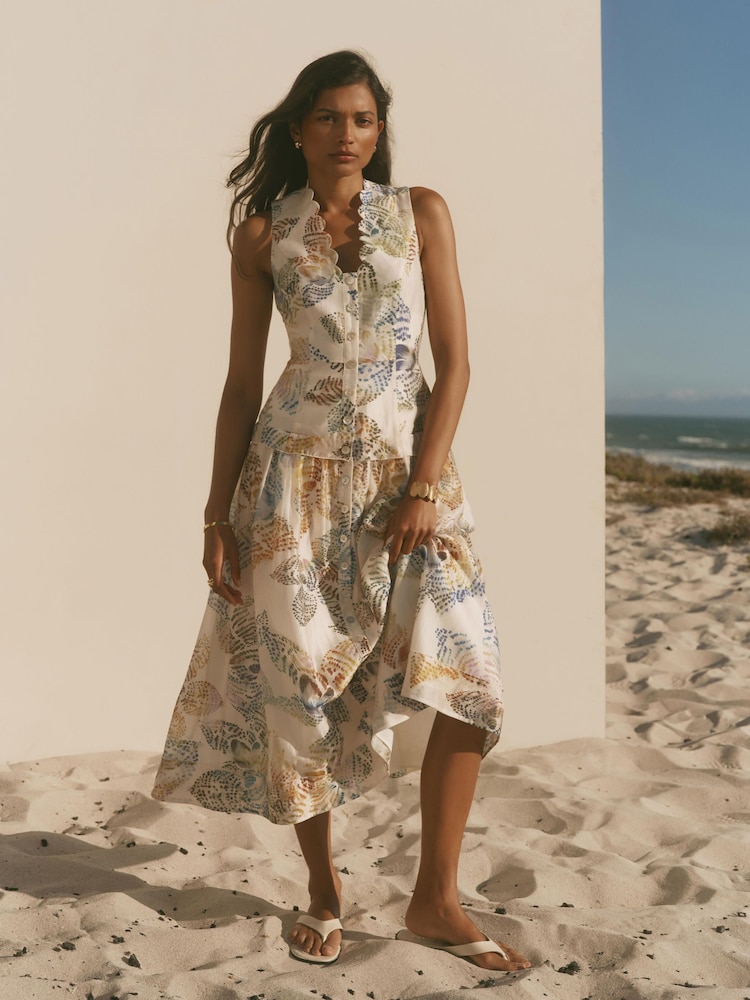 Mint Velvet Linen Floral Print Maxi Dress - Image 1 of 8 Mint Velvet Linen Floral Print Maxi Dress - Image 1 of 8