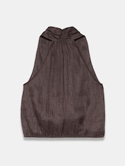 Mint Velvet Brown Linen Blend Halter Top - Image 8 of 8