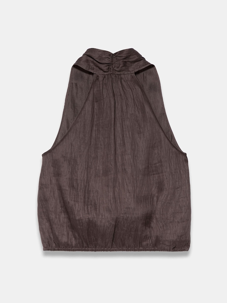 Mint Velvet Brown Linen Blend Halter Top - Image 8 of 8