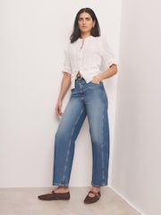 Mint Velvet White Cotton Broderie Knit Cardigan - Image 4 of 7