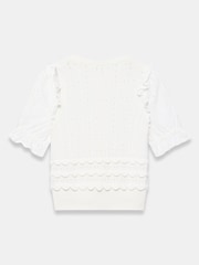 Mint Velvet White Cotton Broderie Knit Cardigan - Image 7 of 7