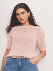 Mint Velvet Pink Cotton Blend Knit Top - Image 2 of 7
