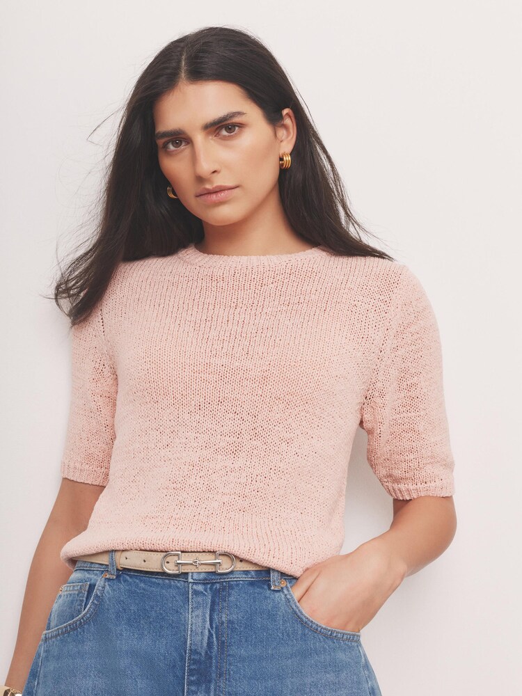Mint Velvet Pink Cotton Blend Knit Top - Image 2 of 7