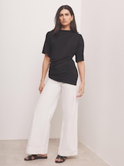 Mint Velvet Black Draped Asymmetric Top - Image 2 of 7