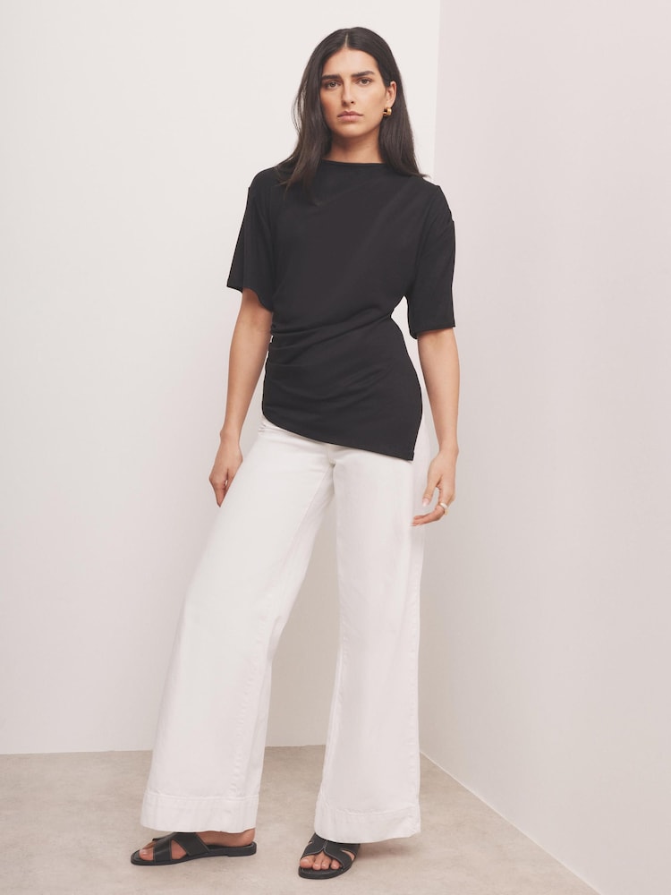 Mint Velvet Black Draped Asymmetric Top - Image 2 of 7 Mint Velvet Black Draped Asymmetric Top - Image 2 of 7