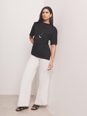 Mint Velvet Black Draped Asymmetric Top - Image 4 of 7