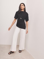 Mint Velvet Black Draped Asymmetric Top - Image 5 of 7