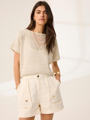 Mint Velvet Natural Metallic Knit Top - Image 1 of 7