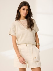 Mint Velvet Natural Metallic Knit Top - Image 3 of 7