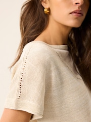 Mint Velvet Natural Metallic Knit Top - Image 5 of 7