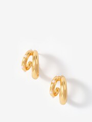 Mint Velvet Gold Tone Mini Double Hoop Earrings - Image 1 of 5
