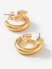 Mint Velvet Gold Tone Mini Double Hoop Earrings - Image 3 of 5
