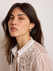 Mint Velvet Gold Tone Mini Double Hoop Earrings - Image 4 of 5