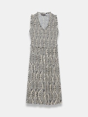 Mint Velvet Blue Print Shirred Midi Dress - Image 7 of 8
